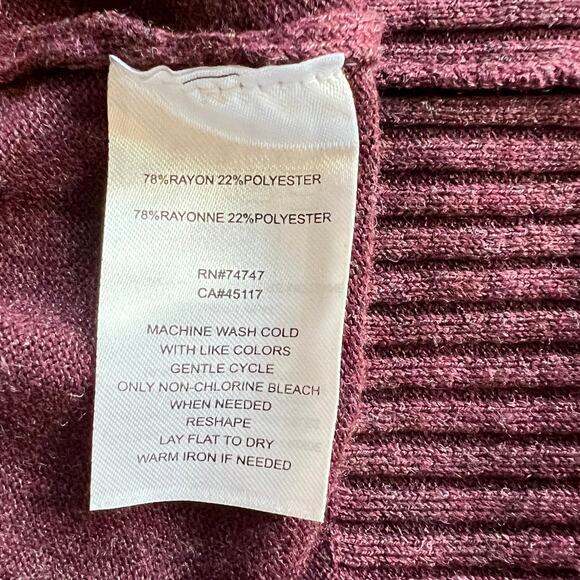 Natural Reflections Knit Open Front Cardigan Burgundy Medium NWT - Picture 6 of 8